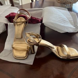 Tamara Mellon pillow top dress sandals 2.5 inch heel super comfortable